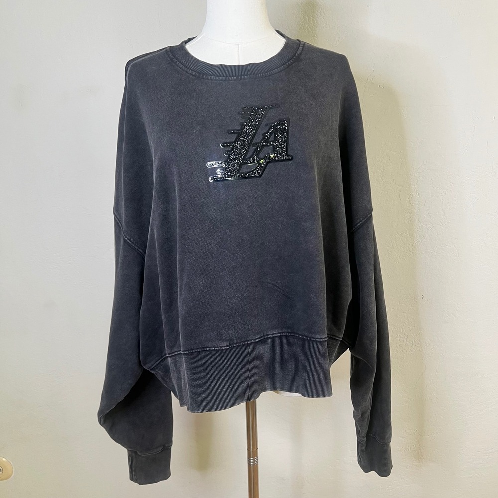 Los Angeles Lakers Pro Standard NBA Sweatshirt Women Size Large Washed Black New